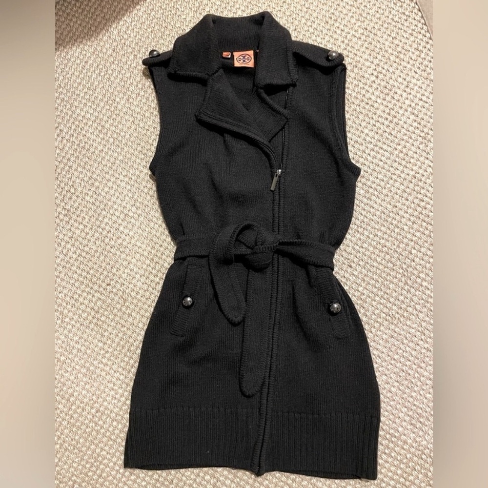 Like New Tory Burch 100% Merino Wool Belted Sweater Vest XS